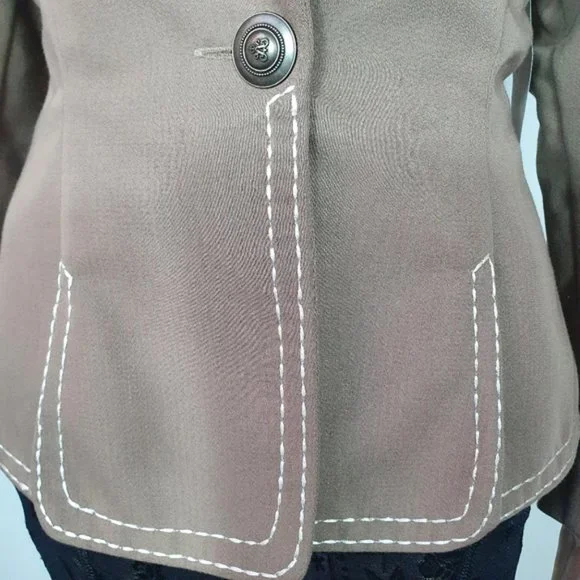 NWT Vintage womens blazer tan brown office One Button formal suit - Picture 3 of 7